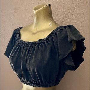 URBAN OUTFITTERS Off Shoulder Ruffle Sleeve Boho CROP TOP Size Large